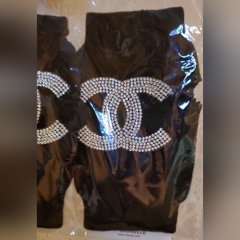 Black Fingerless Gloves, Rhinestone Embellishment